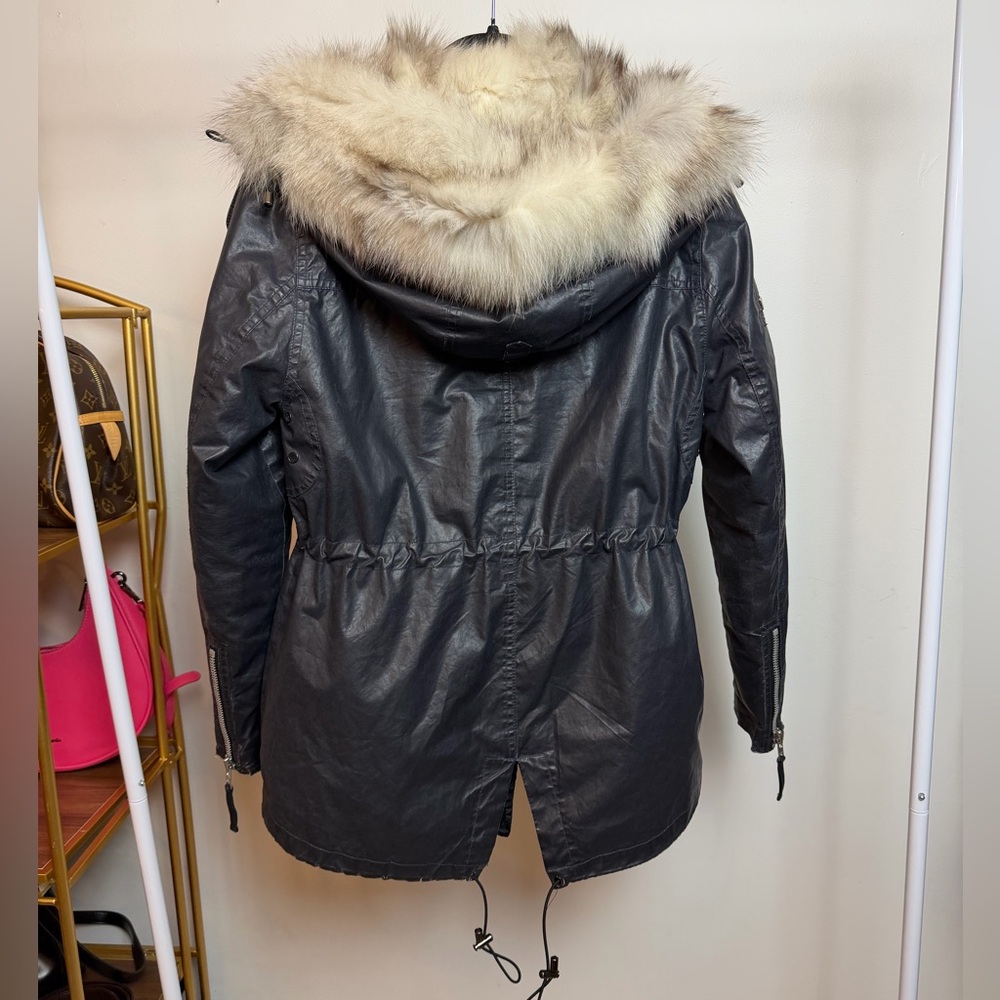 SAM. New York Rare Early 2010s Layered Parka with Genuine Finnish White Fox Fur - Picture 13 of 17